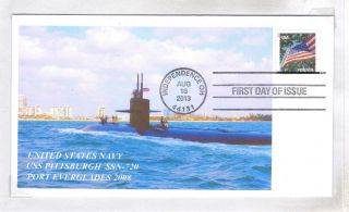 Uss Pittsburgh Ssn - 720 Submarine Port Everglades Color Photo Cacheted Cover photo