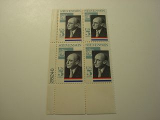 U.  S.  Stamp Plate Block 1275 5 Cent 1965 Adli Stevenson photo