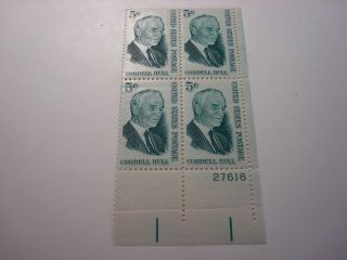 U.  S.  Stamp Plate Block 1235 5 Cent 1963 Cordell Hull photo
