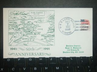 Uss Long Beach Cgn - 9 Naval Cover 1991 Wentworth Pearl Harbor Cachet photo