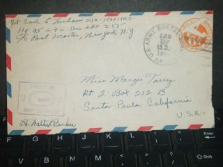 Apo 255 Saulces,  France 1944 Censored Wwii Army Cover 95 A & A Bn Apo 129 photo