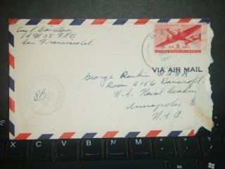 Uss Lsm - 28 Naval Cover 1944 Censored Wwii Sailor ' S Mail Landing Ship photo