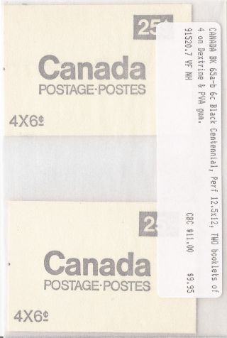 Canada 1970 Two 25c Booklets Bk65a (dextrine) & B (pva) photo