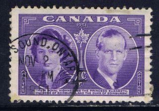 Canada 315 (5) 1951 4 Cent Violet Royal Visit Owen Sound Ontario photo