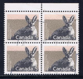 Canada 1158 (4) 1988 5 Cent Mammals Definitives - Varying Hare Block Of 4 photo
