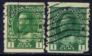 Canada 125 (12) 1912 1 Cent Green George V Coil Perf 8 Vertically Cv$3.  75 photo