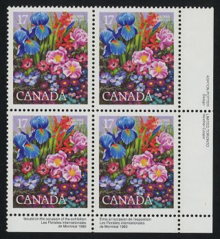 Canada 855 Br Plate Block Flower Garden photo