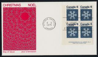 Canada 554i Bl Block Plate 2 Fdc - Christmas,  Snowflakes photo