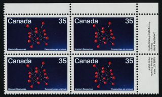 Canada 865 Tr Plate Block Uranium photo