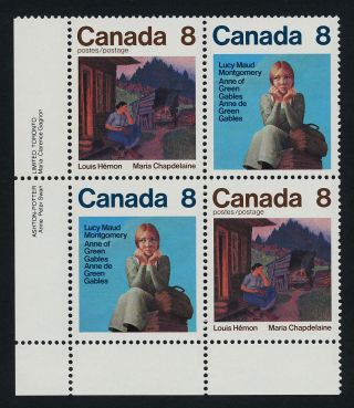 Canada 659a Bl Plate Block Canadian Authors,  Lucy Maud Montgomery photo