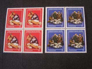 Canada,  Scott 973 (blk Of 4) +974 (blk Of 4) 1984 Christmas Issue photo