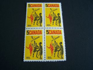 Canada.  483.  Comtemporary And Indian Lacrosse Players.  Block Of Four. photo