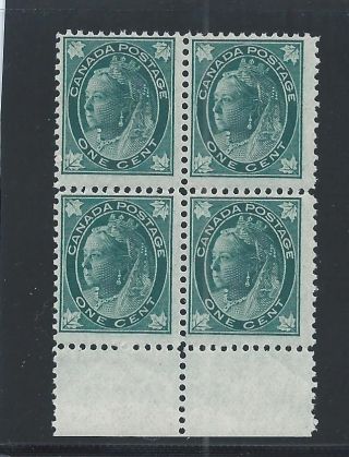 Queen Victoria Maple Leaf 1 Cent Block Of 4 67 Nh photo