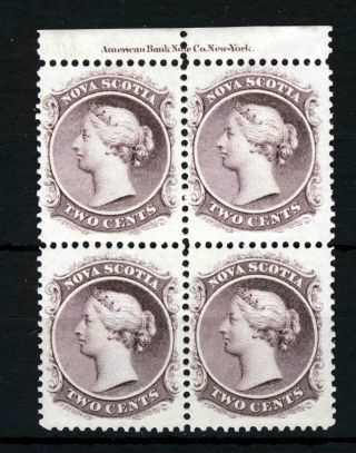 Nova Scotia 1863 2c.  Grey - Purple A Block Of Four Sg 22 photo