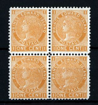 Prince Edward Island 1872 1c.  Orange A Block Of Four Sg 34 photo