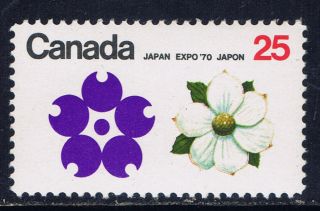 Canada 509 (1) 1970 25 Cent Expo ' 70 Dogwood B.  C.  Cv$3.  00 photo