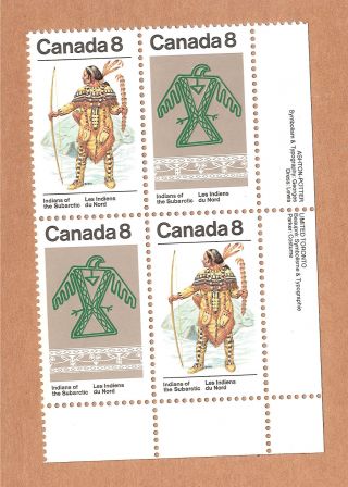 Canada Stamp - Eight (8) Cent - Indians Of The Pacific Coast / Subarctic 1975 X3 photo