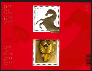 Canada - Year Of The Horse Transitional Souvenir Sheet (2014) - photo