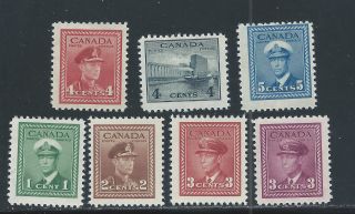 King George Vi War Issue 1 To 5 Cents 249 To 255 Nh + Fine photo