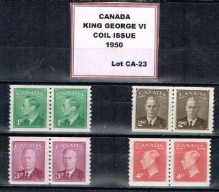 Canada 1950 King George Vii Coils Pairs photo