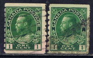 Canada 125 (13) 1912 1 Cent Green George V Coil 2 Cv$6.  00 photo