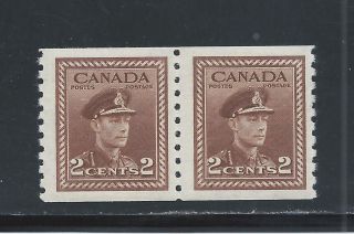 King George Vi War Issue 2 Cents Coil Pair 279 Nh photo
