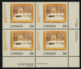 Canada 1076 Br Plate Block Art,  Winter Scene,  Horse,  Sleigh photo