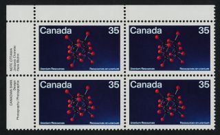 Canada 865 Tl Plate Block Uranium photo