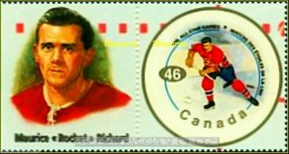 Canada 2000 Canadian Hockey Canadiens Maurice Richard Face 46 Cent Stamp photo