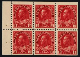 Canada 106a Booklet Pane King George V (crease On 1 Stamp) photo