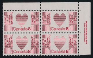 Canada 560i Tr Plate Block Heart,  World Health Day photo
