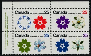 Canada 511a Tl Plate Block Expo 70,  Flowers photo