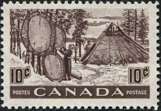 Canada 1950 (kgvi) 10c Brown - Purple Sg432 Cv £5.  00 F Mh Postage photo