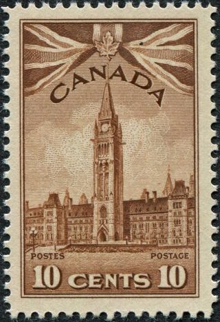 Canada 1942 - 8 (kgvi) 10c Brown Sg383 Cv £13.  00 F Mh Postage photo