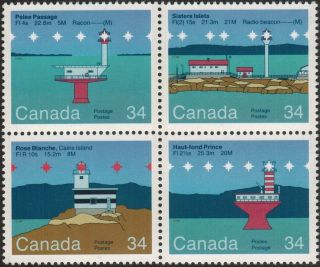 Canada 1986 Lighthouses Block Of 4 Ua1066a photo