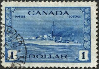 Canada 1942 - 8 (kgvi) $1 Blue Sg388 Cv £12.  00 Uh Postage photo