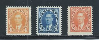 King George Vi Mufti Issue 4 - 5 - 8 Cents 234 + 235 + 236 Mh photo