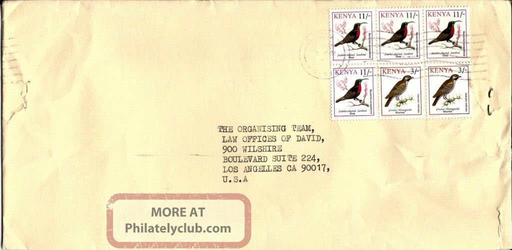 1993 Or 1994? Kenya Airmail Cover To Los Angeles Ca Usa Birds British Colonies & Territories photo