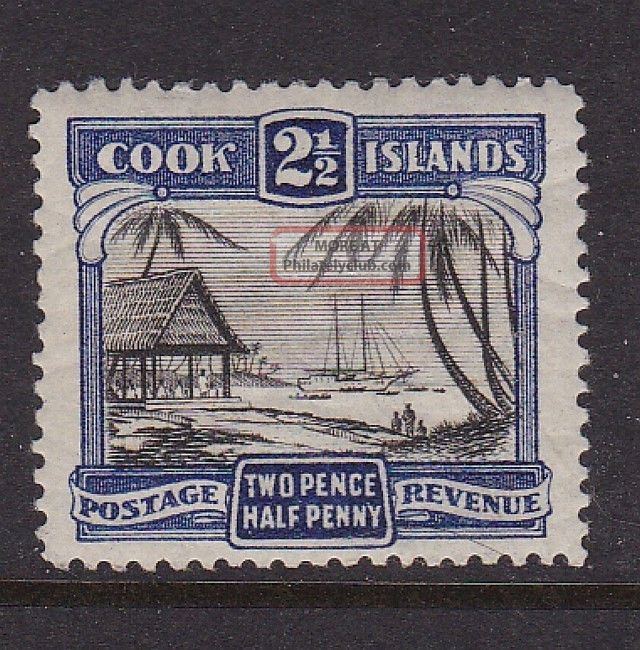 Cook Islands 1938 - 40 2 1/2d Blue/blk Pictorial Definitive Mlh British Colonies & Territories photo