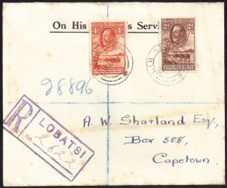 Bechuanaland 1932 Defs Sg 101,  3 Envelope Lobatsi 15 Dec 1933 photo