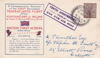 1919 - 1929 Alcock & Brown Flight Cover Dum Dum Airport Stephen Smith 1929 photo