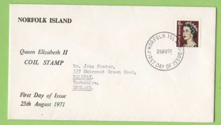Norfolk Island 1971 6c Coil Stamp First Day Cover,  Addressed photo
