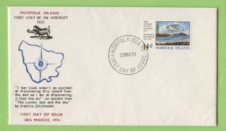 Norfolk Island 1974 First Aircraft Visit By Chichester First Day Cover photo
