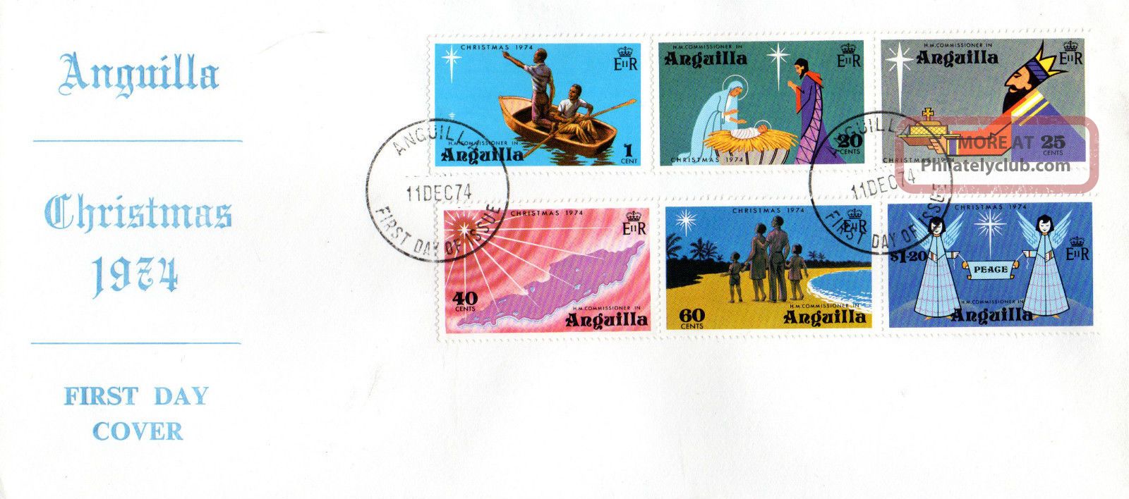 Anguilla 11 December 1974 Christmas Unaddressed First Day Cover Fdi British Colonies & Territories photo