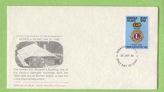 Norfolk Island 1980 Lions Club Issue First Day Cover,  Unaddressed photo