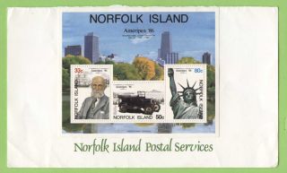Norfolk Island 1986 Ameripex Exhibition Miniature Sheet First Day Cover photo