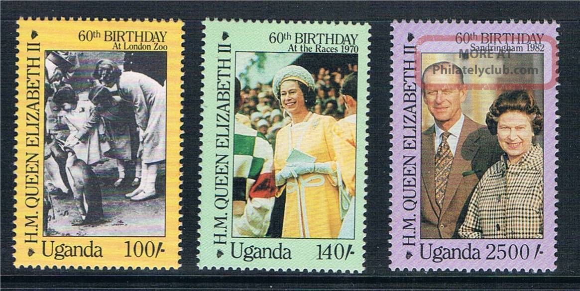 Uganda 1986 Queens ' S 60th Birthday Sg526/8 British Colonies & Territories photo