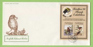 Norfolk Island 1990 Stampex,  Robins Miniature Sheet First Day Cover photo