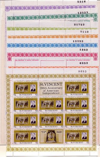 St Vincent 1975 200th Anniv American Independence 10 Sheetlets Sg456/465 photo
