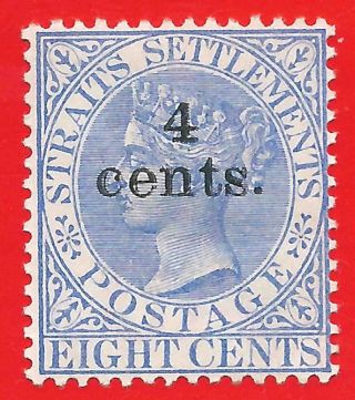 4c On 8c Stamp 1899 Straits Settlements Queen Victoria Sg108 photo